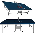 Foldable Ping Pong Table with Wheels Blue Tabletop Net and Paddles for Sports