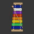 Colorful Wooden Xylophone With Rainbow Colored Keys And Wooden Mallet For Music Play