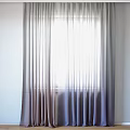 Modern Sheer Gradient Blue Green Curtains Filtering Soft Bright Window Light 3d model