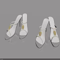 White High Heel Sandals With Pearl Decorative Straps And Elegant Design