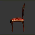 Classic Traditional Wooden Chair With Intricate Carved Backrest Curved Arms And Red Floral Upholstery