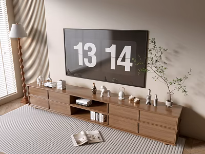 Modern Entryway Console Table And Side Cabinet With Storage And Decorative Design 3d model
