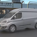 Silver Ford Utility Van For Cargo Transport At Airport Cargo Terminal Facility