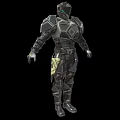 Game Movie Character With Detailed Metallic Armored Suit And Futuristic Design