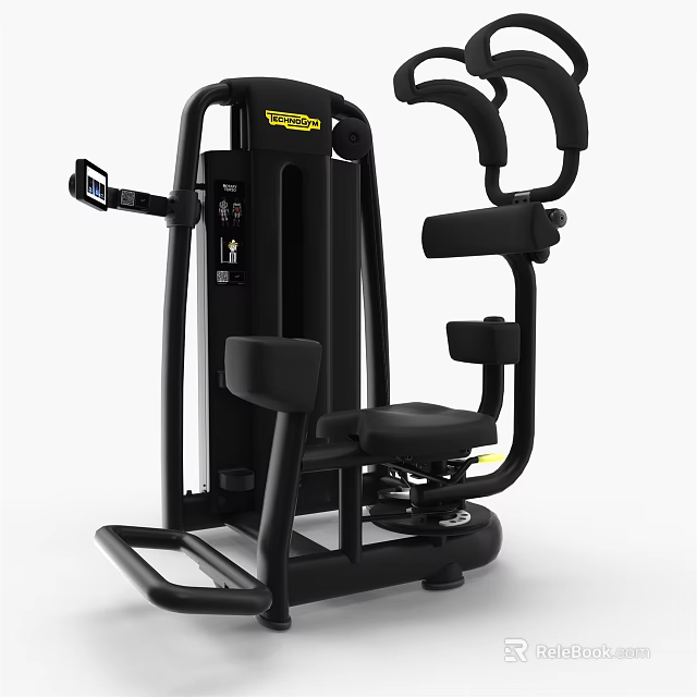 Black Commercial Chest Press Fitness Equipment With Yellow Brand Logo And Digital 3d model 