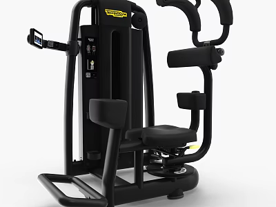 Black Commercial Chest Press Fitness Equipment With Yellow Brand Logo And Digital 3d model