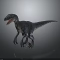 Realistic Velociraptor 3D Model In Standing Pose With Sharp Teeth And Detailed Blue Gray Skin