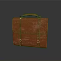 Classic Stylish Red Leather Briefcase With Brown Handle And Golden Buckle Straps