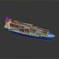 Large Container Ship Loaded With Colorful Containers On Calm Water Surface 3d model