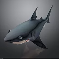 Blue Toy Shark With Detailed Teeth Pink Mouth And Sharp Fins
