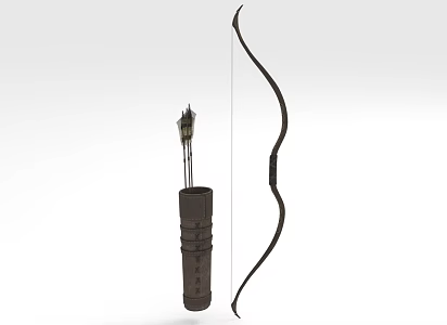 Bow Wooden Bow Arrow Quiver Long Range Weapon Sporting Goods 3d model