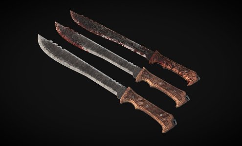 Blood-stained machete 3d model