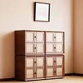 Wooden Hallway Side Cabinet With Lattice Doors In Room Corner Interior Design
