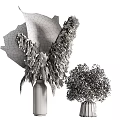 Natural Dried Flower Decorative Ornament Set With Pampas Grass And Beige Vases For Home Decor
