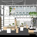 Modern Shopping Mall Retail Store Interior With Wooden Shelves Display Counters And Green Plants