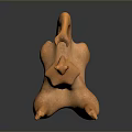 Abstract Orange Terracotta Sculpture Carving Featuring Multiple Connected Curved Human Animal Forms 3d model
