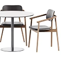 Modern Round Table And Chairs Set With Wooden Frame Upholstered Seats Metal Legs