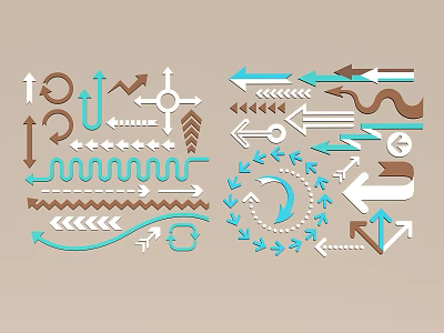 Decorative Arrow Pattern Background Wall With Various Directional Shapes And Curved Lines 3d model