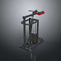 Strength Training Cable Machine Featuring Black Frame Red Handles And Weight Stack