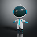 Cartoon Astronaut Character In White Spacesuit With Blue Details And Helmet Design 3d model