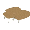 Modern Wooden Coffee Table With Metal Legs And Irregular Multi Panel Design