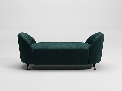 Modern Teal Velvet Bed Bench With Curved Armrests And Gold Legs 3d model