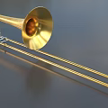 Premium Musical Instruments and Painting Tools with Golden Brass Trombone and Art Supplies