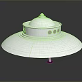 Silver Metallic Flying Saucer Model With Domed Top And Circular Base Structure 3d model