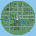 Aerial View Urban Planning Layout With Green Spaces Water Bodies Road Networks And Residential Zones