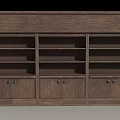 Classic Wooden Wine Cabinet With Multiple Open Shelves And Cabinet Doors