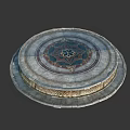 Cartoon Scene Circular Stone Platform With Ornate Central Decorative Pattern And Intricate Edges 3d model