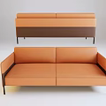 Modern Two Seater Sofa With Orange Brown Leather Upholstery And Black Legs 3d model