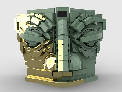 Lego toy building blocks Sanxingdui bronze mask antique unearthed cultural relics archaeology 3d model