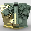Building Blocks Creative Facial Sculpture With Green And Gold Artistic Design