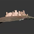 Ancient Circular Castle Ruins Featuring Stone Walls And Central Tower In Arid Landscape