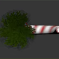 Festive Christmas Candy Cane Decoration With Star Branches And Colorful Balls