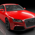 Red Audi Sports Car With Sleek Body And Aggressive Front Grille