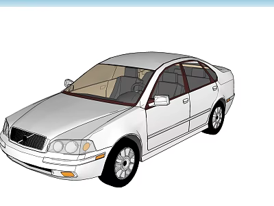 White Four Door Sedan With Classic Design And Sleek Exterior Look 3d model