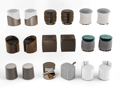 Modern Ottoman Stools With Various Designs And Color Options For Home Decor 3d model