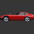 Glossy Red Sports Car With Vintage Design Sleek Body Rounded Front And Silver Wheels