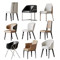 Various Modern Dining Chairs With Different Colors Upholstered Seats And Metal Wooden Legs