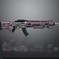 Futuristic Pink And Silver Gun With Blue Tech Details And Sleek Design