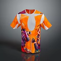 Orange And White T shirt With Colorful Cartoon Characters Rocket Text And Number 4