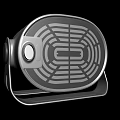 Contemporary Silver Speaker Featuring Round Mesh Grille And Metal Stand Design