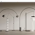 Modern Floor Lamps With Arched Design And Spherical Cone Shades For Interior