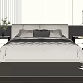 Modern Double Bed With Upholstered Headboard Quilt Pillows And Bedside Tables In Minimalist Bedroom