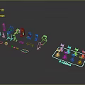 Different Types Of Fitness Equipment With Colorful Game Illustration And Figures