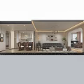 Elegant Vintage Open Living And Dining Room Interior With Classic Furniture And Exquisite Wall Decor