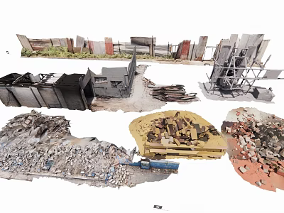 Building Materials Site Ruins Materials Collapsed Houses 3d model