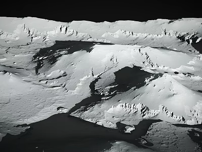 Scenic Snow Covered Mountain Landscape With Glacier Peaks And White Rocky Terrain 3d model